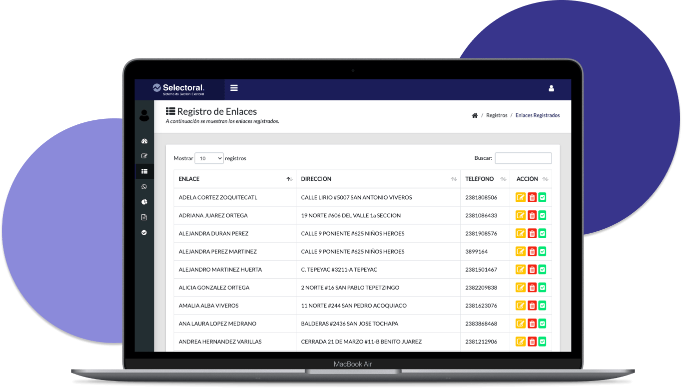 Registos en Sistema de Gestión Electoral